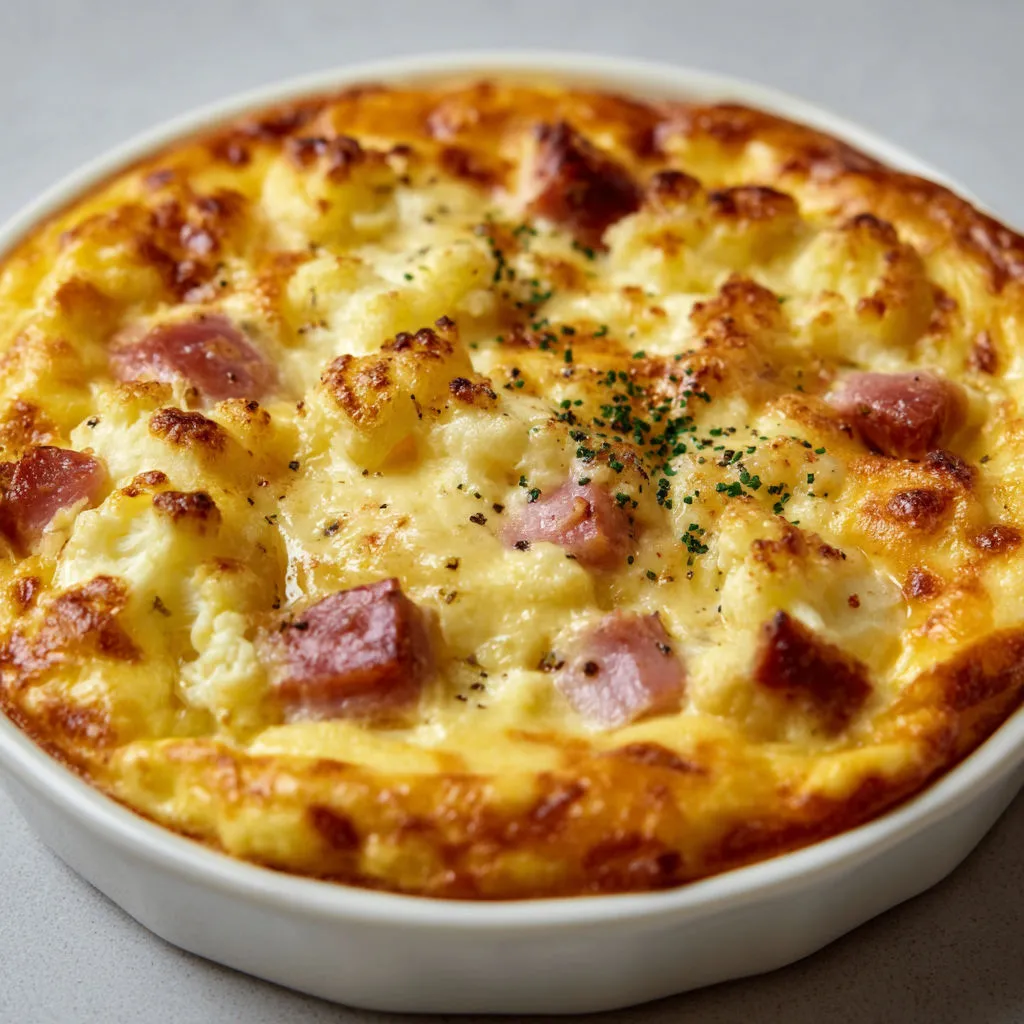 Clafoutis léger au chou-fleur et jambon : recette savoureuse