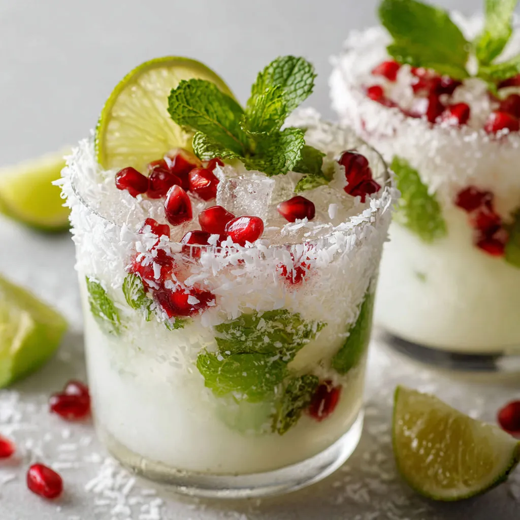 Cocktail festif Mojito coco pour Noël enneigé