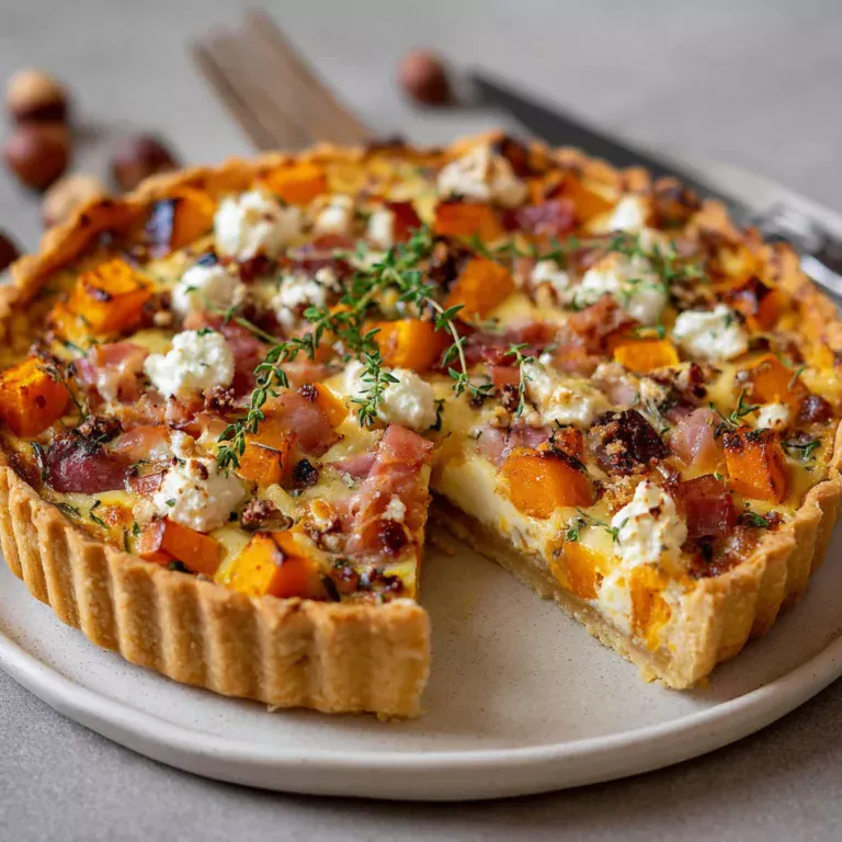 Délice Automnal: Tarte Courge, Chèvre et Noisettes