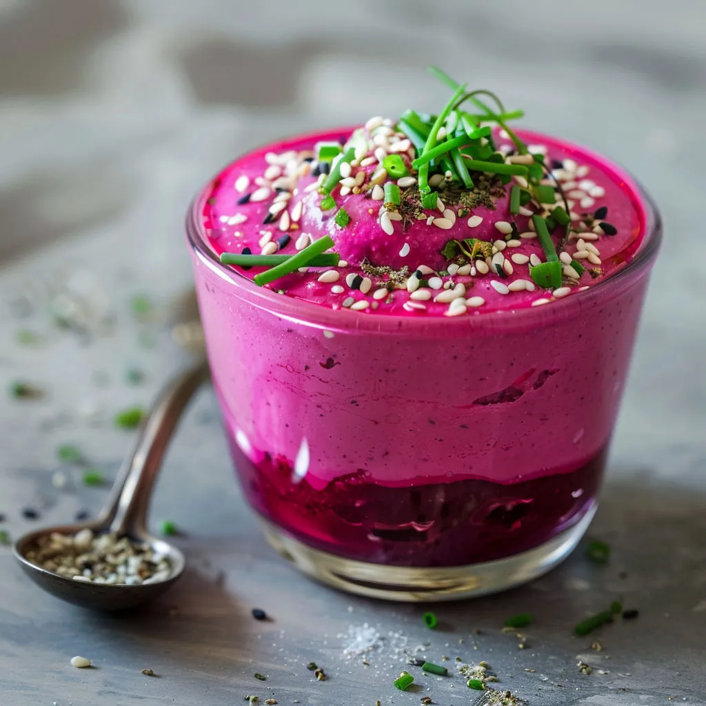 Délice coloré : verrines mousse betterave et feta