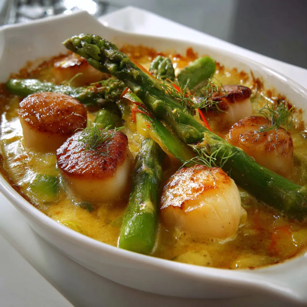 Délice de Cassolette: Saint-Jacques et Asperges Fraîches