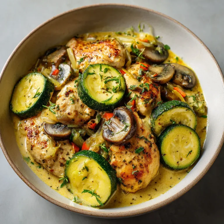 Délice de courgettes et champignons avec escalope de poulet