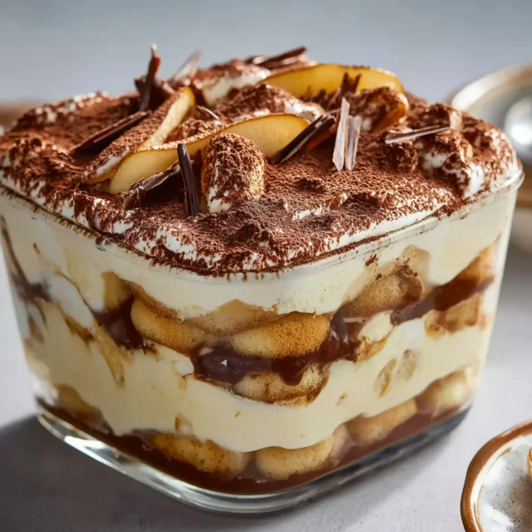Délice gourmand : Tiramisu poires et chocolat succulent