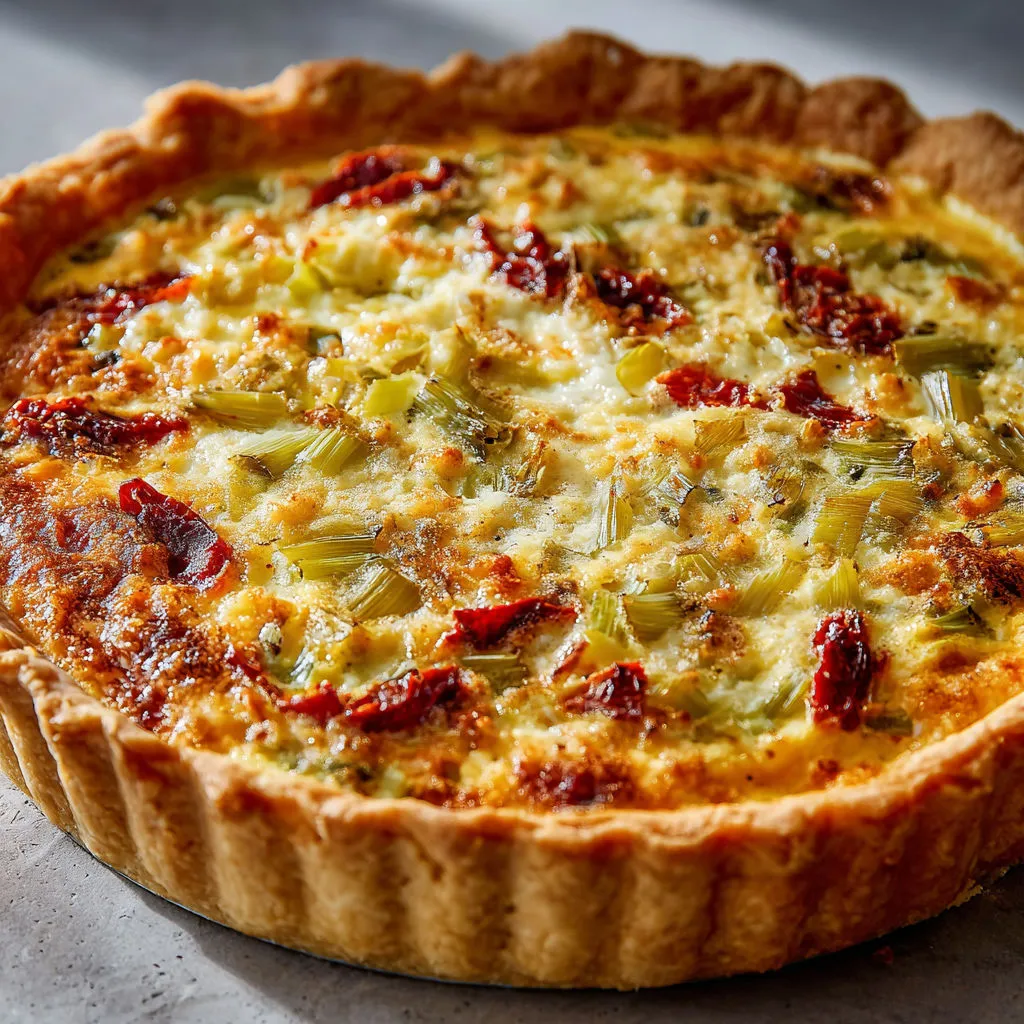 Délice: Quiche poireaux, fromage et tomates juteuses