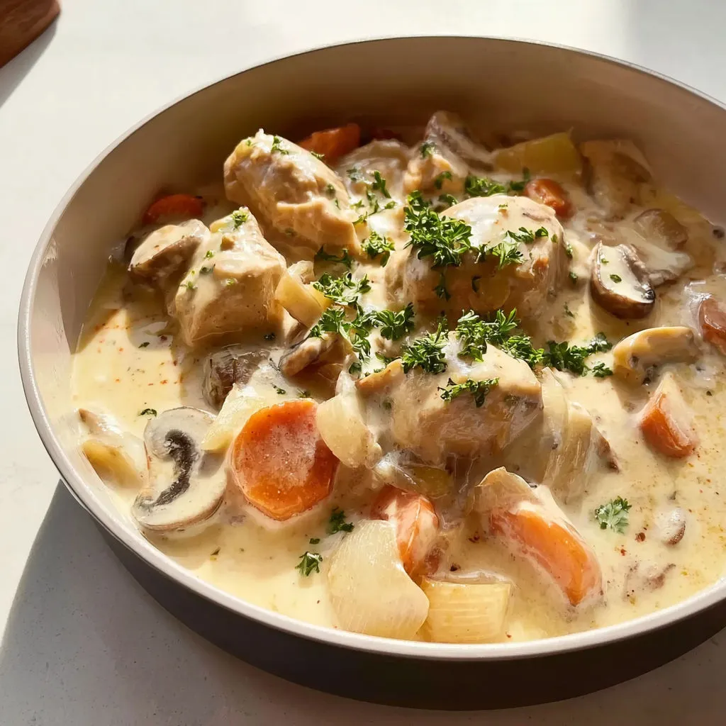 Délicieuse Blanquette de Poulet aux Champignons Maison
