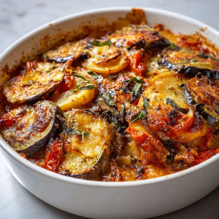 Délicieuse casserole d'aubergines, pommes de terre et tomates.