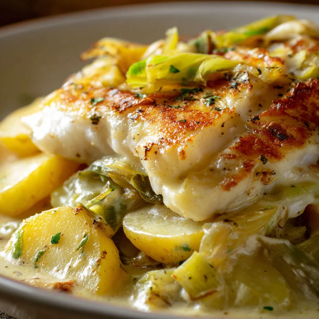 Délicieuse casserole de sole aux pommes de terre.