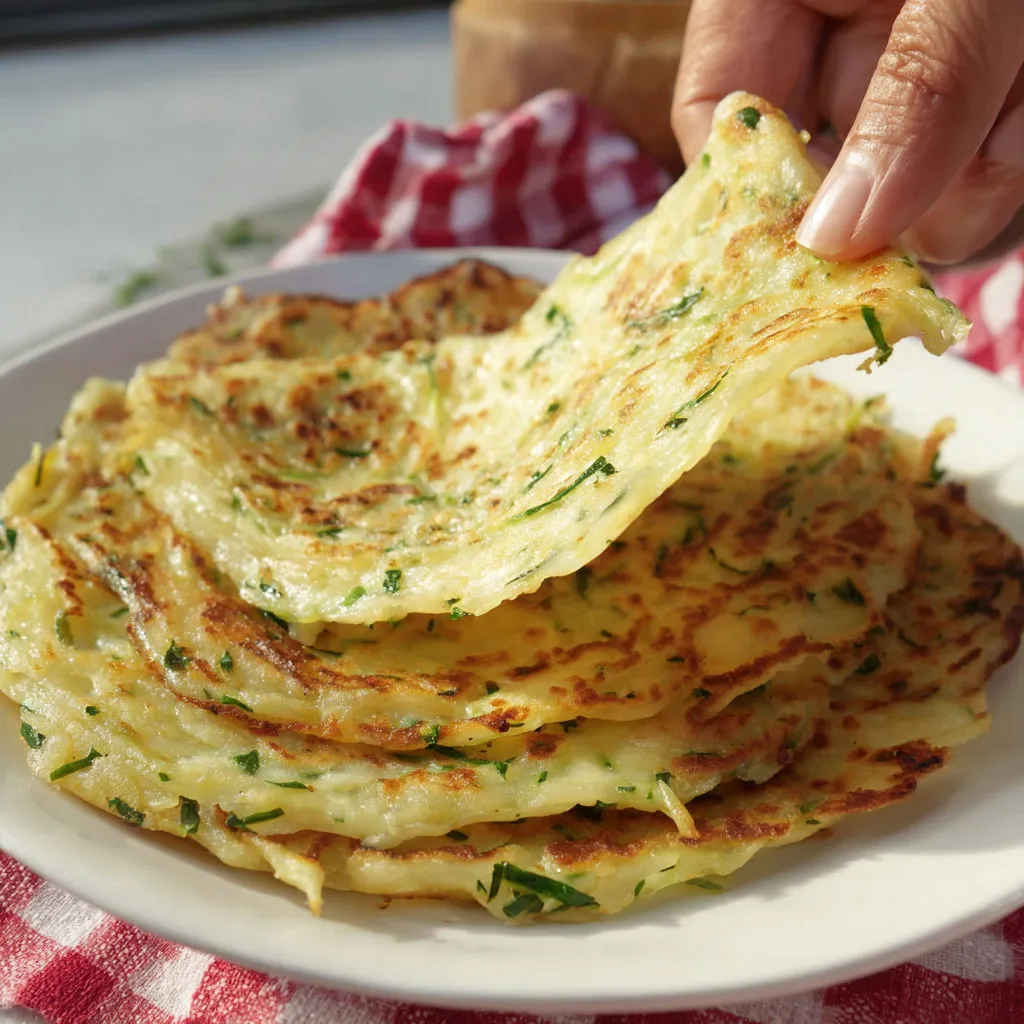 Délicieuse galette de courgette et pomme de terre.