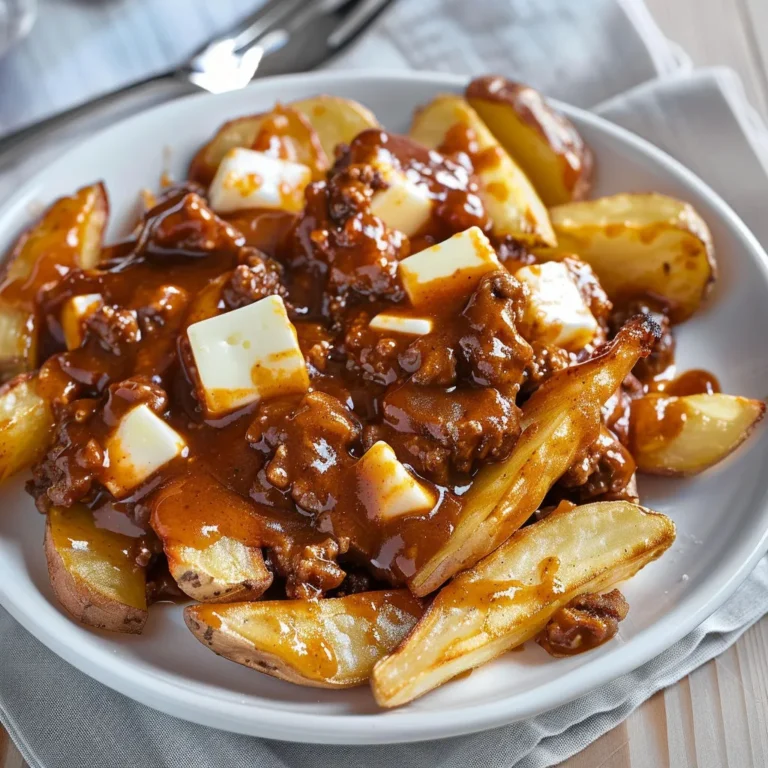 Délicieuse poutine au bœuf et sauce barbecue maison