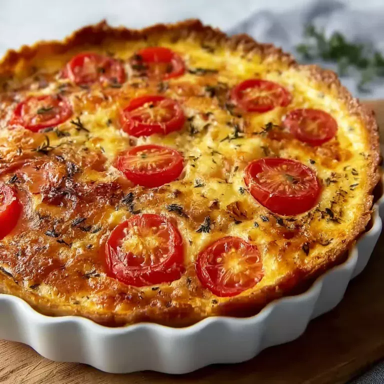 Délicieuse quiche sans pâte au thon et tomate