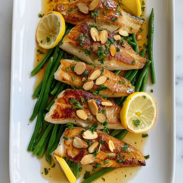 Délicieuse sole amandine avec haricots au citron