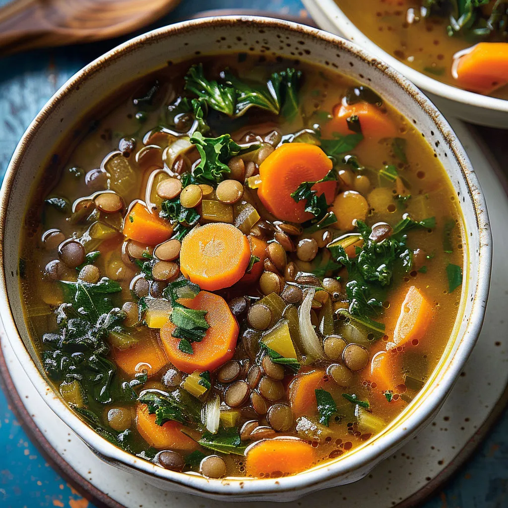 Délicieuse soupe lentilles, fanes et carottes: recette santé!