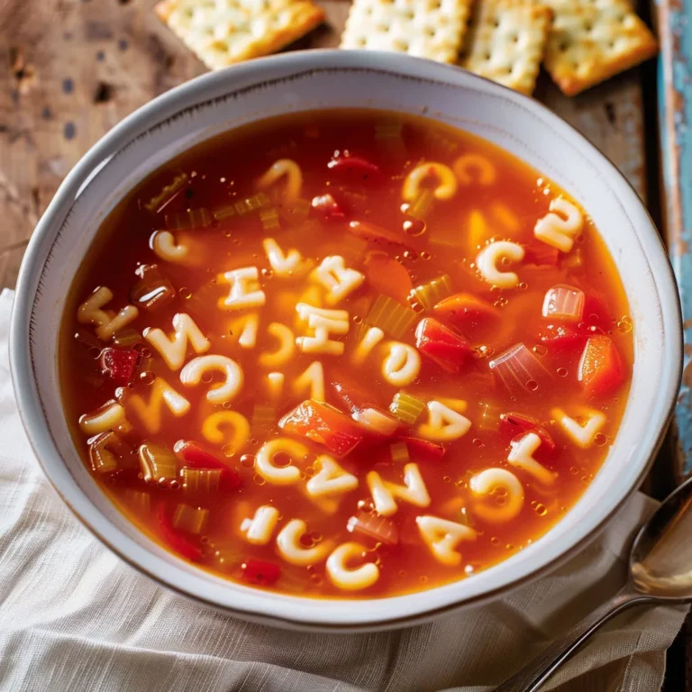 Délicieuse soupe tomates alphabets pour les enfants