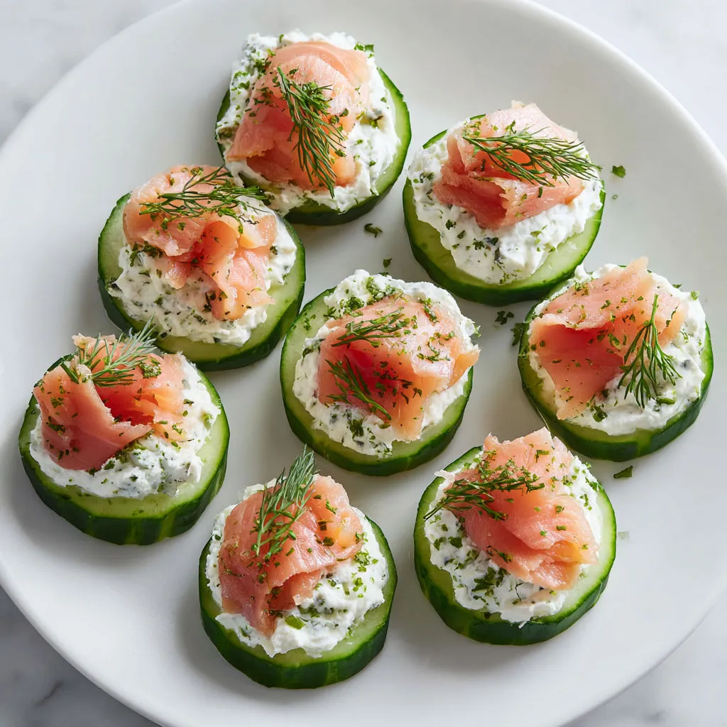 Délicieuses bouchées concombre au Boursin et saumon frais