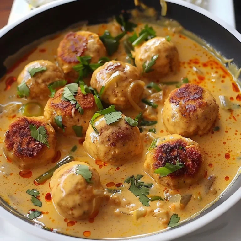 Délicieuses boulettes poulet au curry et lait de coco