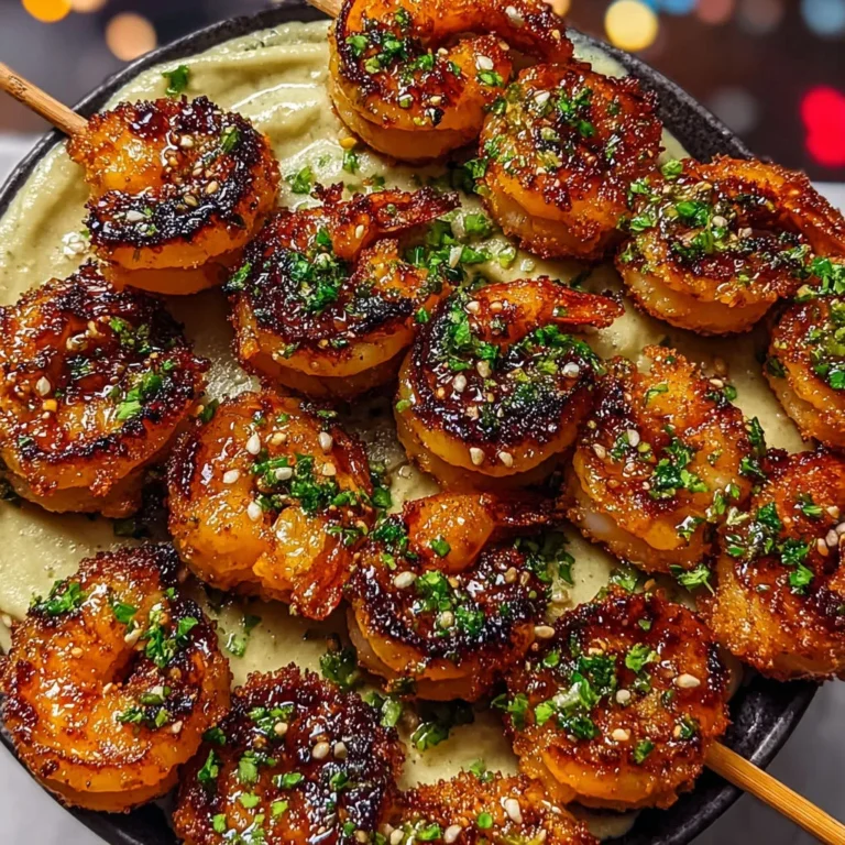 Délicieuses brochettes de crevettes miel croustillantes