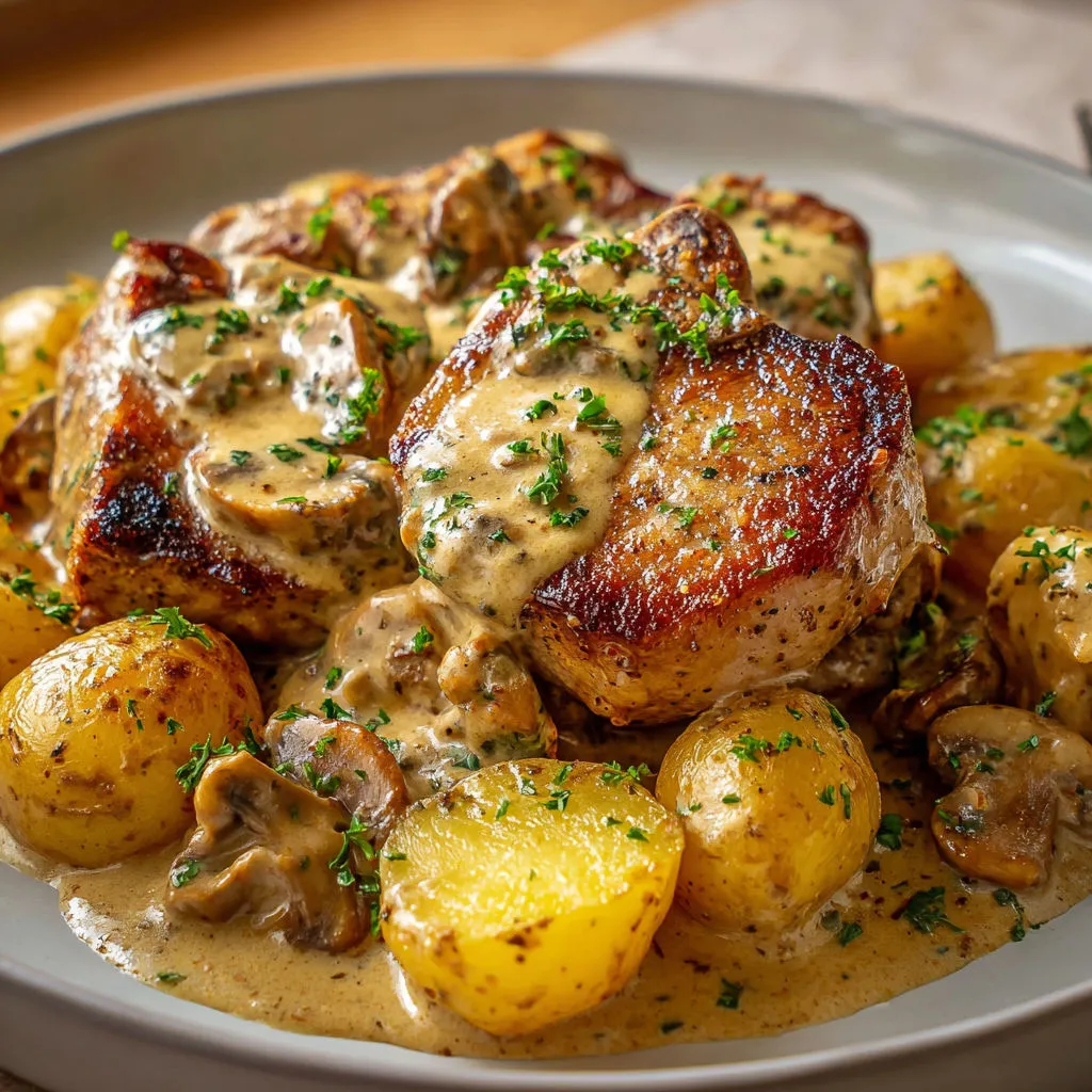 Délicieuses côtelettes de porc à la sauce aux pommes