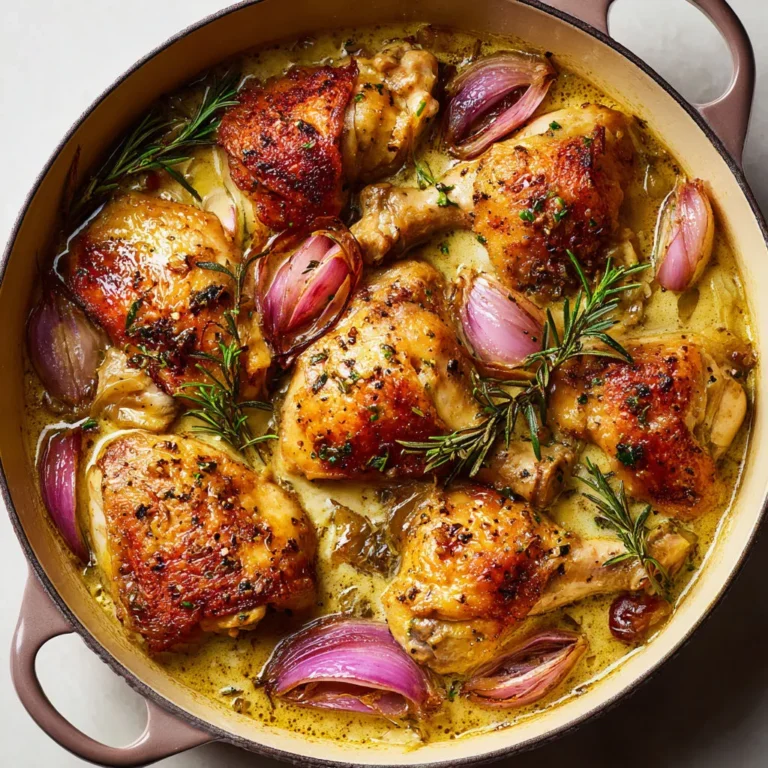 Délicieuses cuisses de poulet au vin blanc et romarin