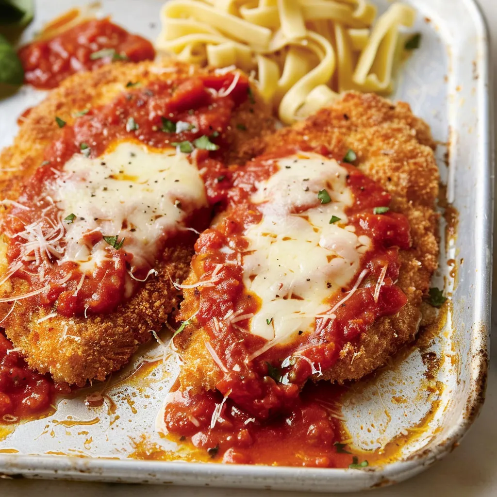 Délicieuses escalopes de poulet croustillantes à la parmigiana