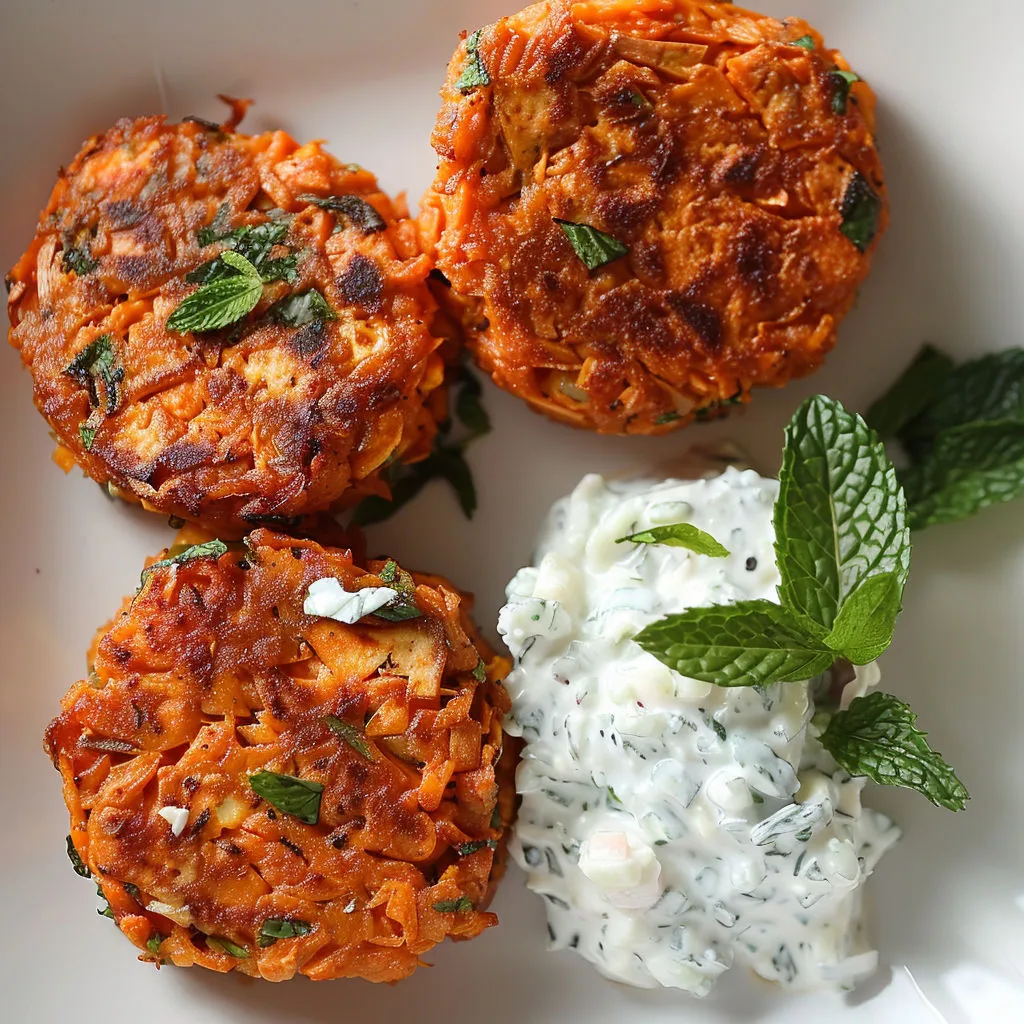 Délicieuses galettes végétariennes patate douce, tofu et feta