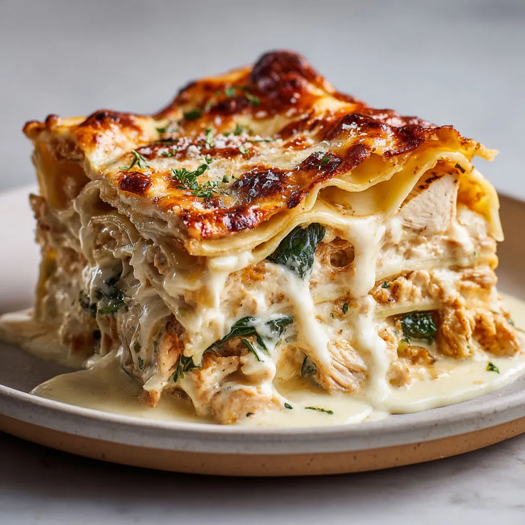 Délicieuses lasagnes au poulet et épinards onctueuses