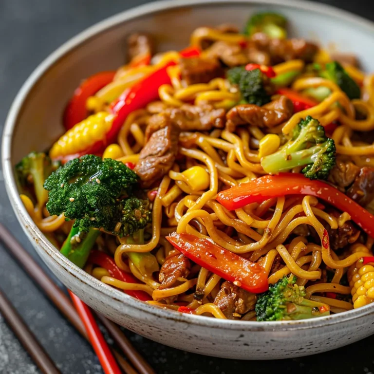 Délicieuses nouilles sautées au gingembre rôti