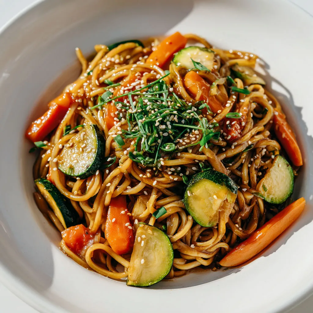 Délicieuses nouilles sautées aux légumes croquants