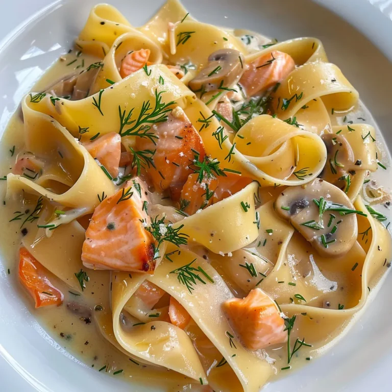 Délicieuses pappardelles au saumon et shiitakes