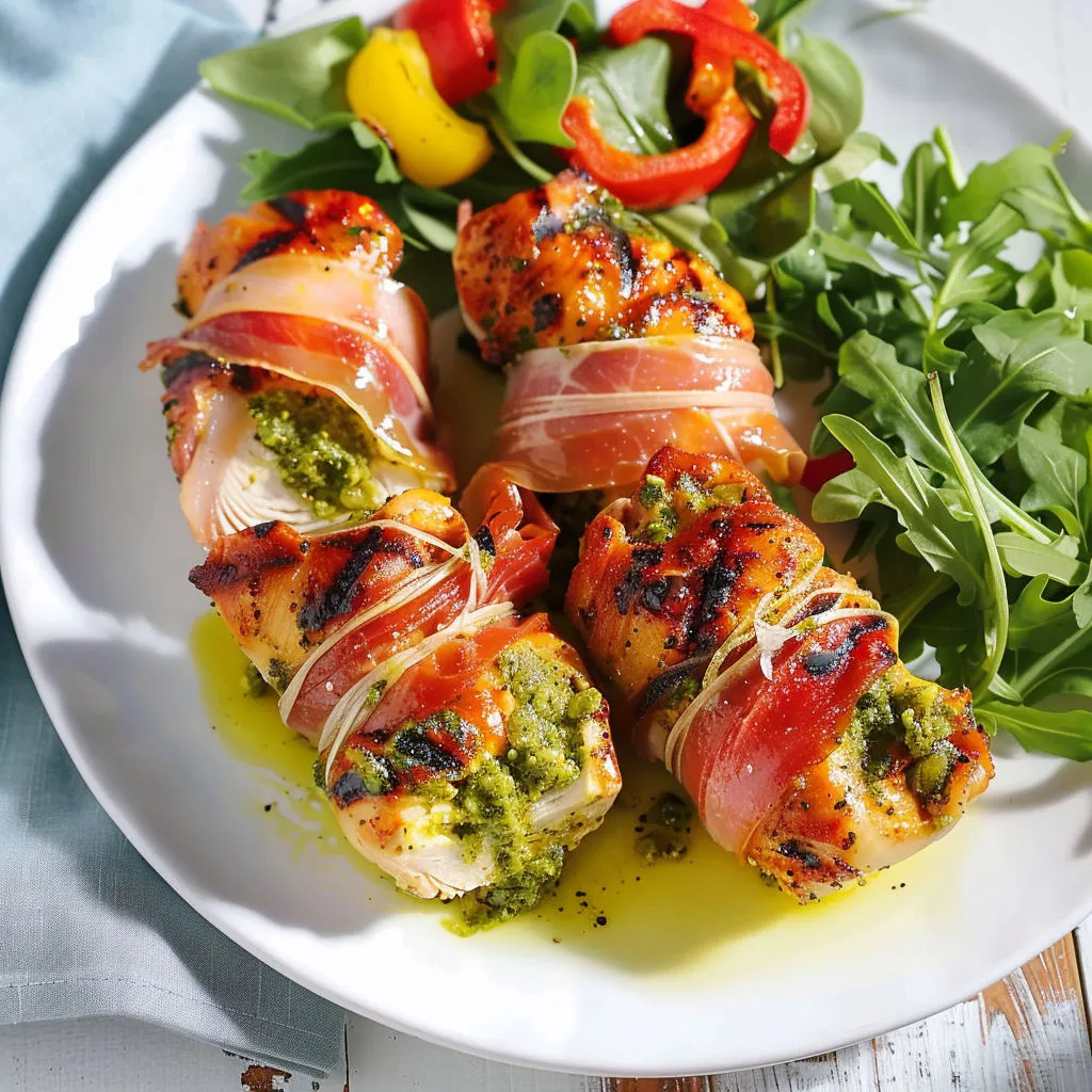 Délicieuses paupiettes de poulet au parmesan et pesto
