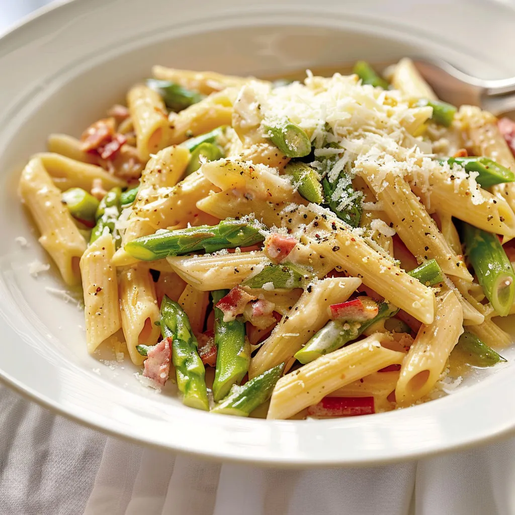 Délicieuses pennes aux asperges, jalapeño et cheddar !