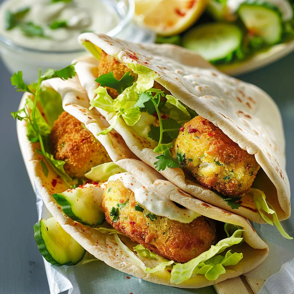 Délicieuses pitas aux croquettes de poisson croustillantes