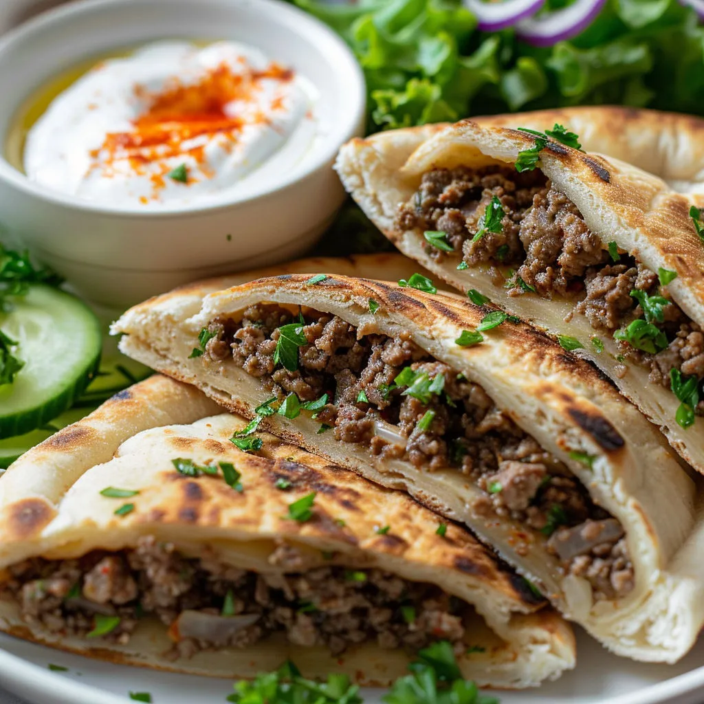 Délicieuses pitas farcies au bœuf pour un repas savoureux