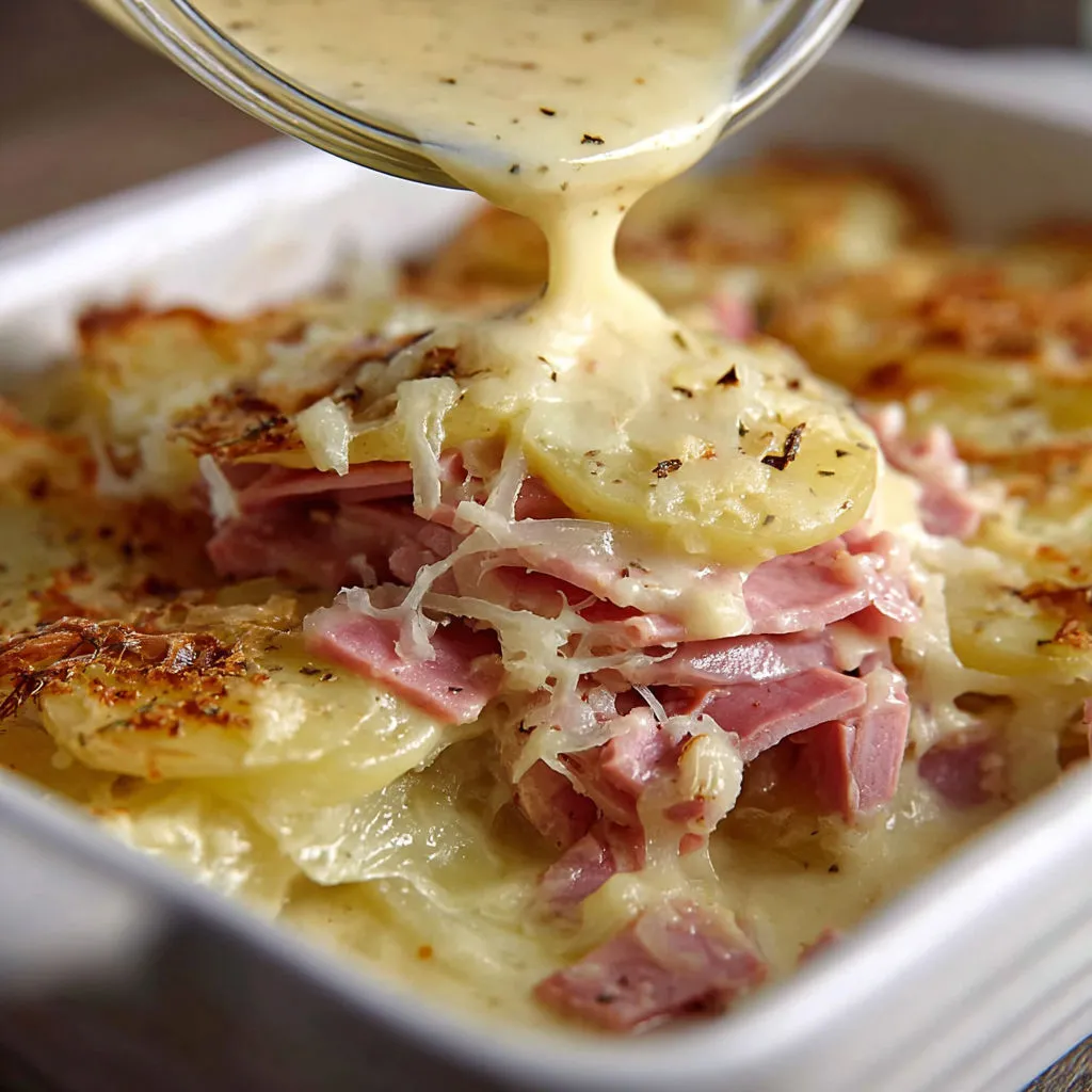 Délicieuses pommes de terre gratinées au jambon : recette facile