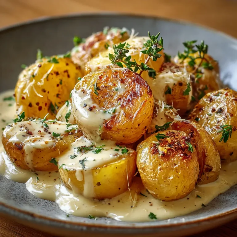 Délicieuses pommes de terre grenaille en sauce à l'ail
