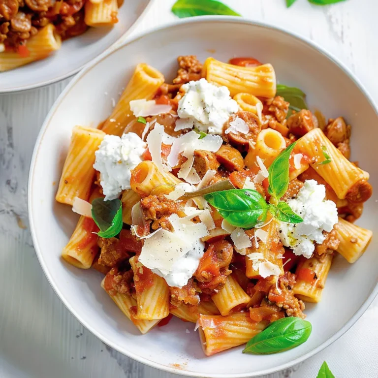 Délicieuses pâtes à la ricotta et saucisse tomate