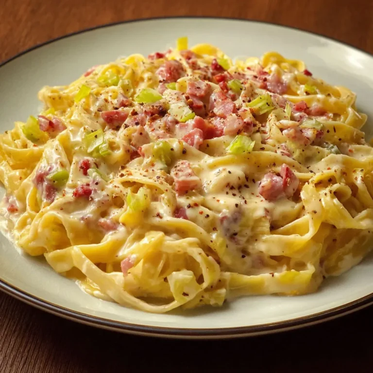 Délicieuses tagliatelles carbonara aux poireaux et lardons