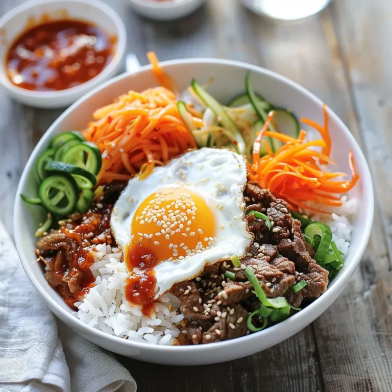Délicieux bibimbap coréen : riz, légumes, assiette colorée