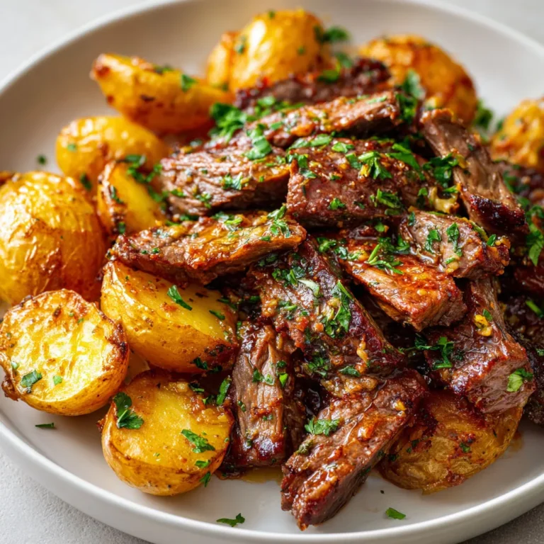 Délicieux Bœuf Sauté avec Pommes Rôties et Herbes Fraîches