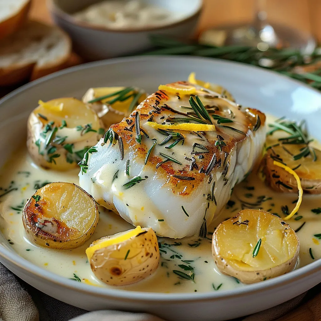 Délicieux Cabillaud aux Pommes et Romarin Crémeux