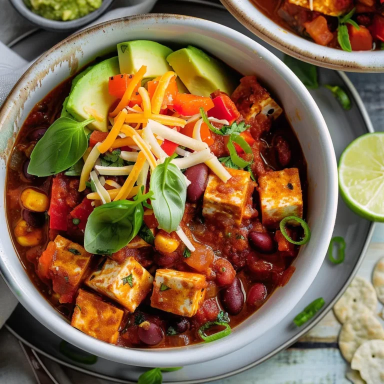 Délicieux chili tofu avec salade avocat: recette végétalienne savoureuse