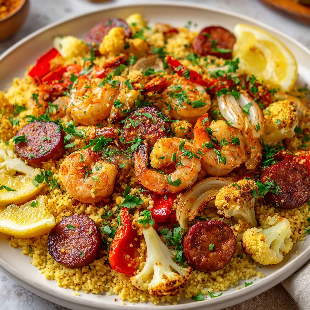 Délicieux couscous aux crevettes et merguez: recette facile et savoureuse