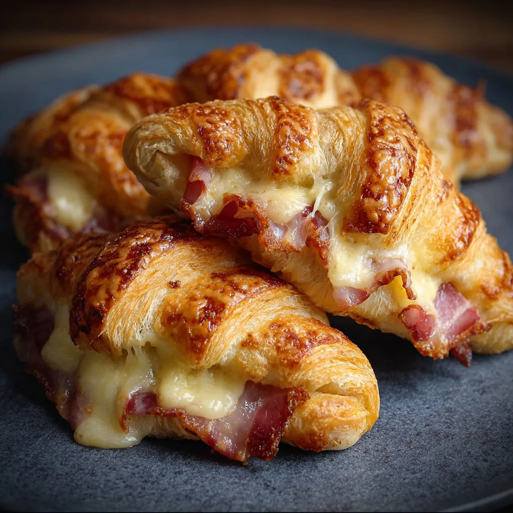 Délicieux croissants au lard et fromage à la raclette