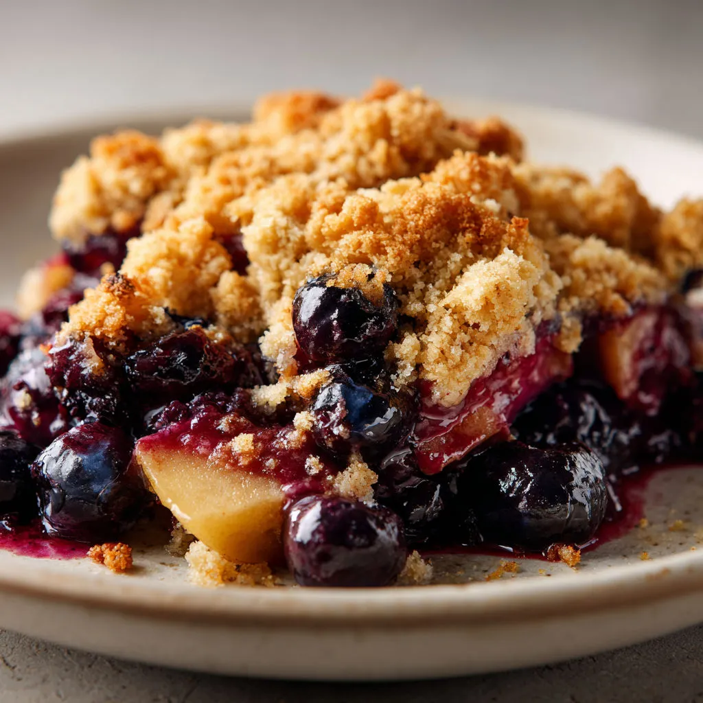Délicieux crumble aux bleuets et pommes, une recette santé