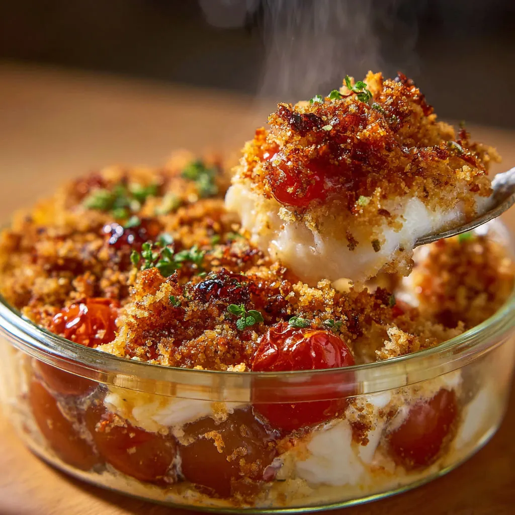 Délicieux crumble de cabillaud au chorizo et parmesan