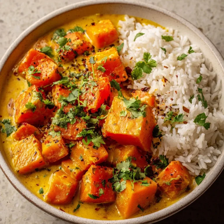 Délicieux curry de butternut, patate douce et carottes
