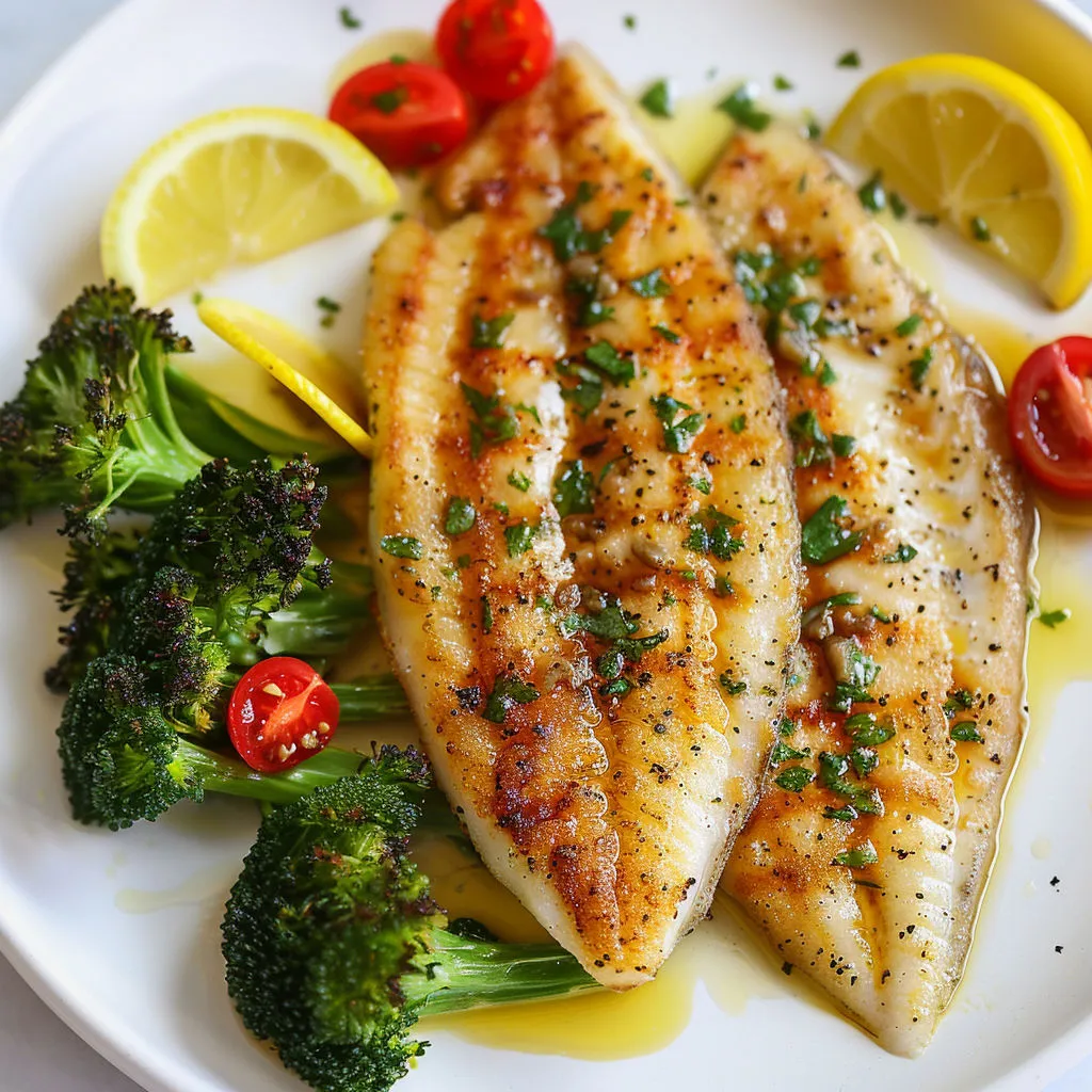 Délicieux filet de sole avec sauce citron-anchois.