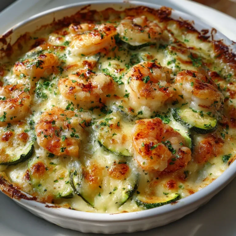 Délicieux Gratin Courgettes et Crevettes à l'Ail