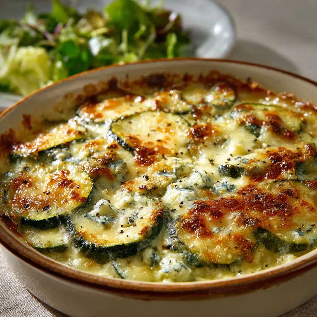 Délicieux gratin de courgettes au fromage Bleu d'Auvergne
