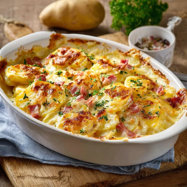 Délicieux gratin de pommes de terre au bacon et parmesan