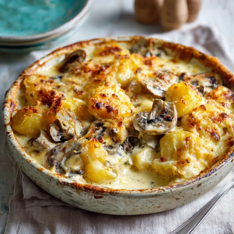 Délicieux gratin de pommes de terre aux champignons